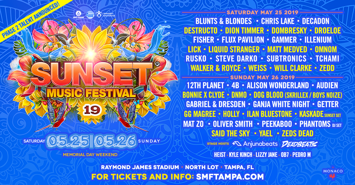 Phase 2 for Sunset Music Festival 2019 is Here!