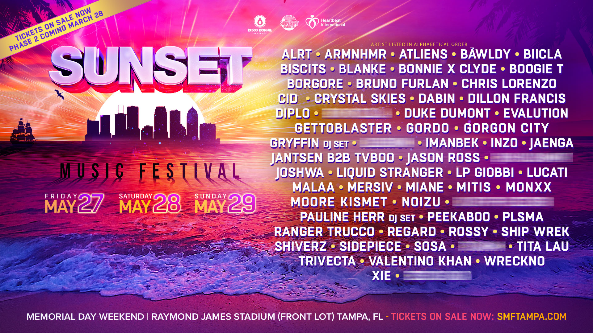 Sunset Music Festival Announces Phase 1 Lineup for 2022! Sunset Events