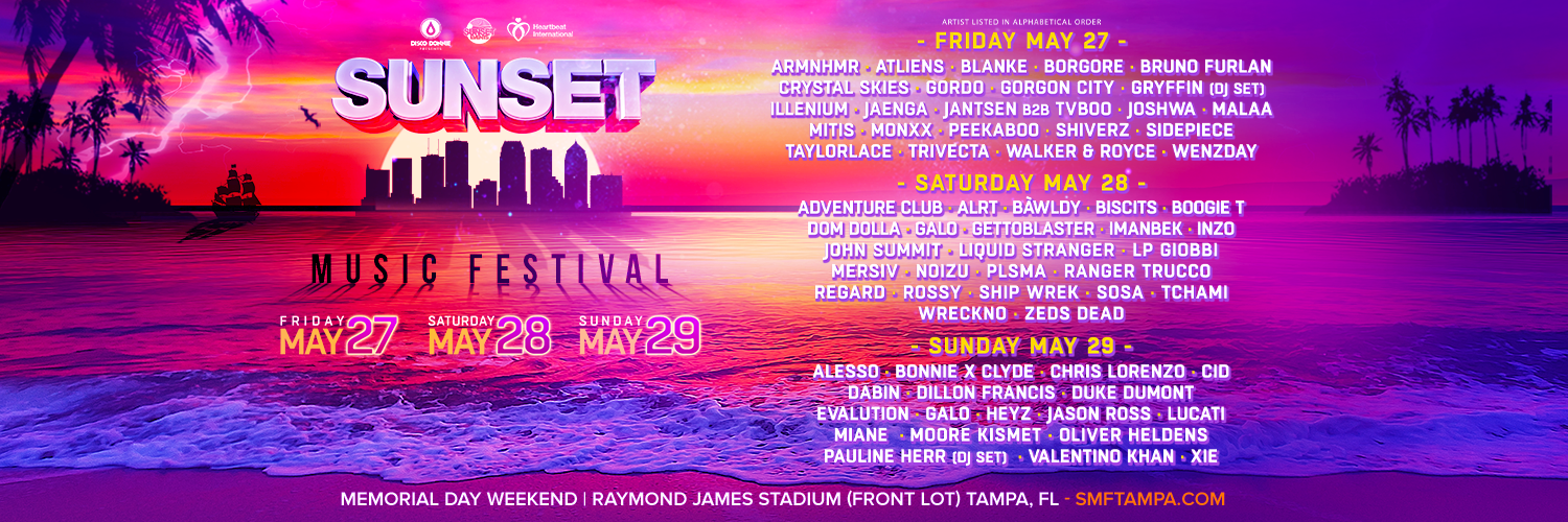 Set Times Announced for Sunset Music Festival 2022!