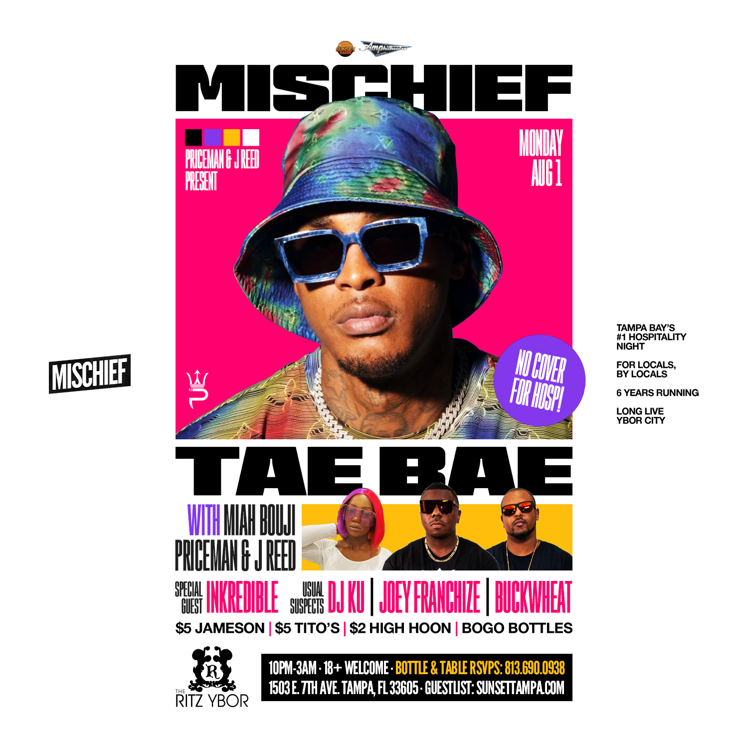 Mischief Mondays featuring TAE BAE with Miah Bouji + Priceman & J REED ...
